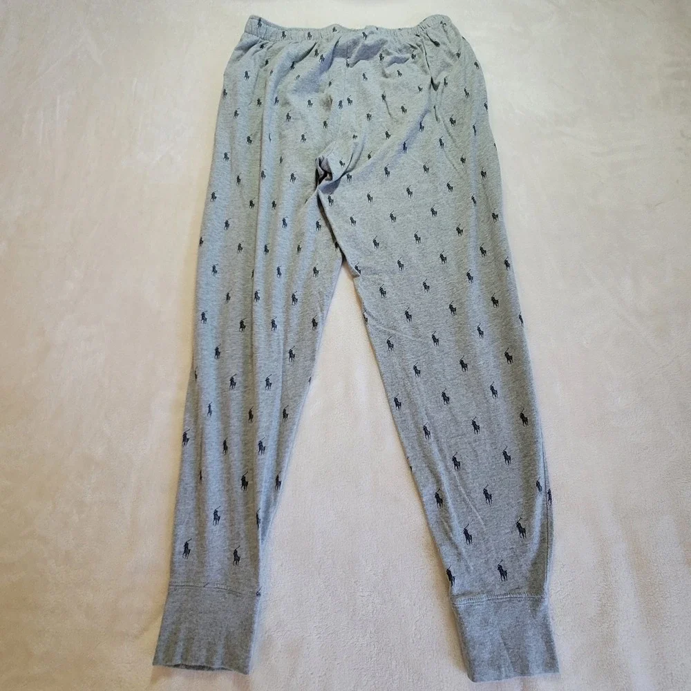 Polo Ralph Lauren Pajama Joggers Mens L Gray All Over Pony Logo Sleepwear Pants